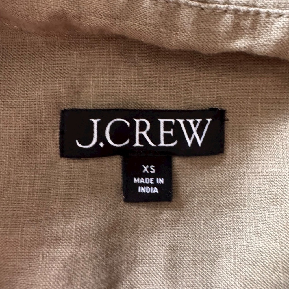 J.Crew - Utility Linen Shirt Dress in Olive Green Sz Xs - Picture 8 of 9